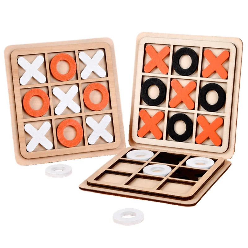 Montessori Chess Play Wooden Jigsaw Toy Game Interaction