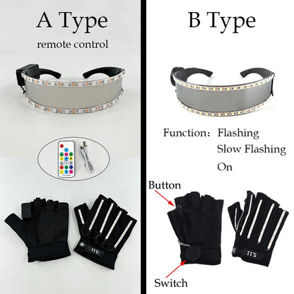 1set Luminous Glowing Glasses and Gloves Remote Control