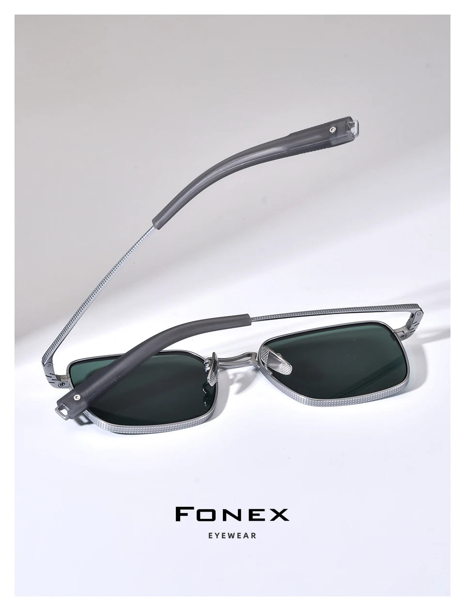 FONEX Titanium Sunglasses Men Famous Brand Design