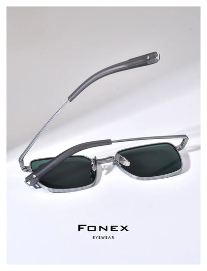 FONEX Titanium Sunglasses Men Famous Brand Design