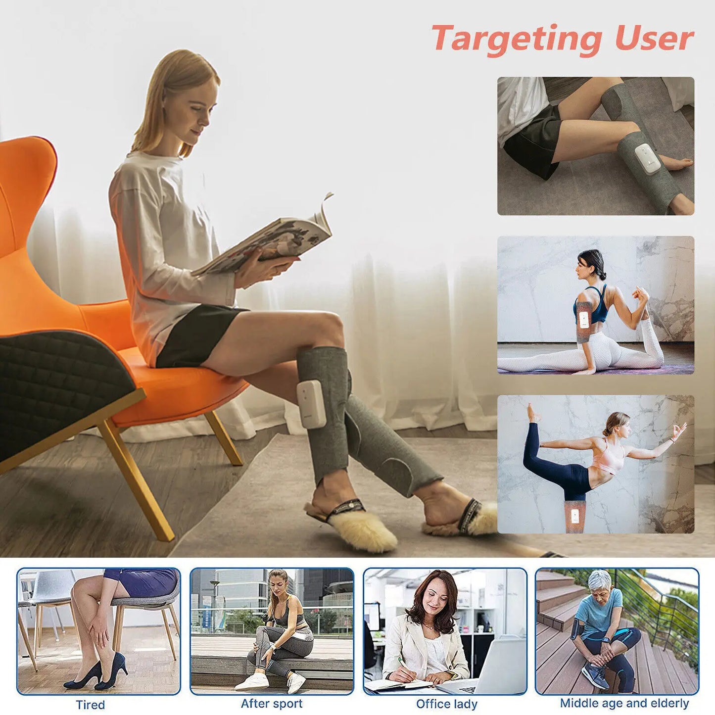 Calf Massager Portable Leg Massager with Compression Heat