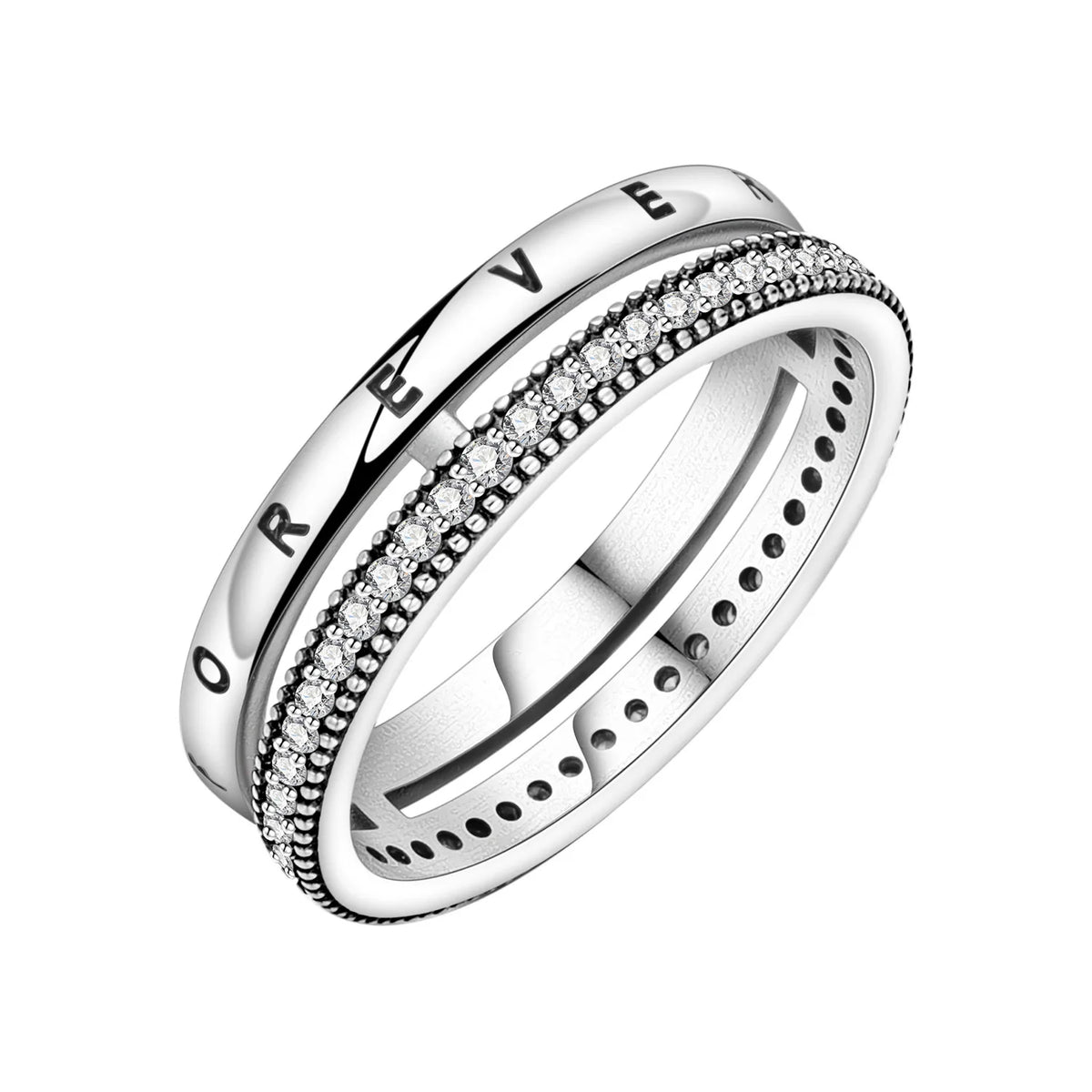 925 Sterling Silver Three-Ring Stackable Ring for Women