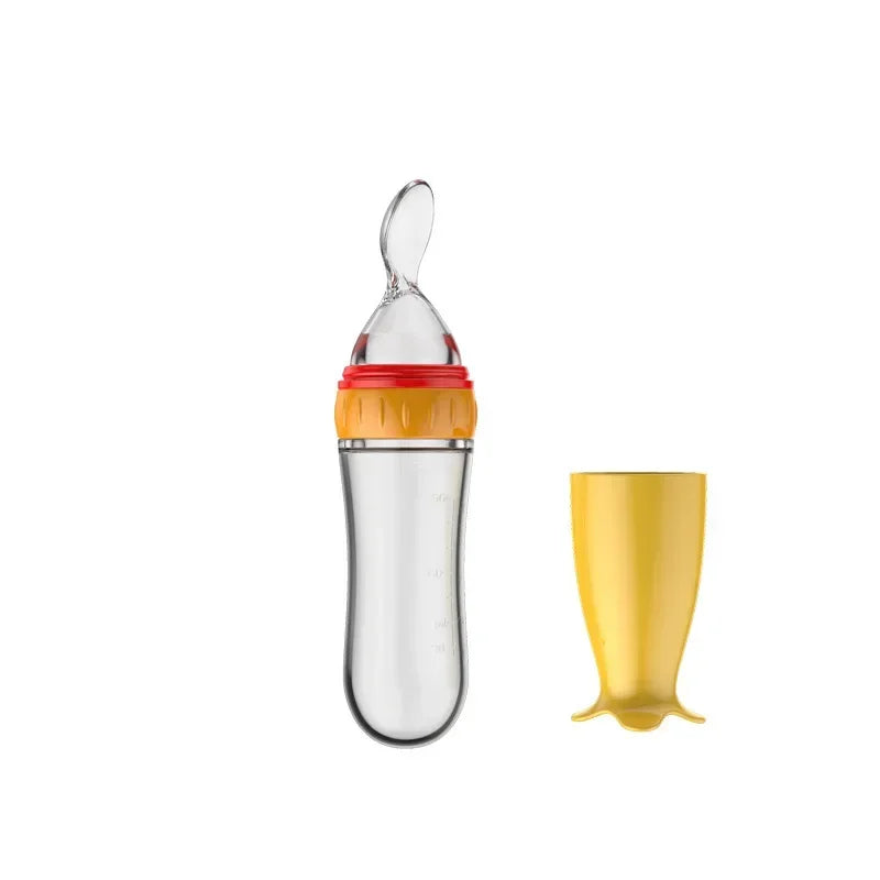 Safe Useful Silicone Baby Bottle with Spoon Food Supplement