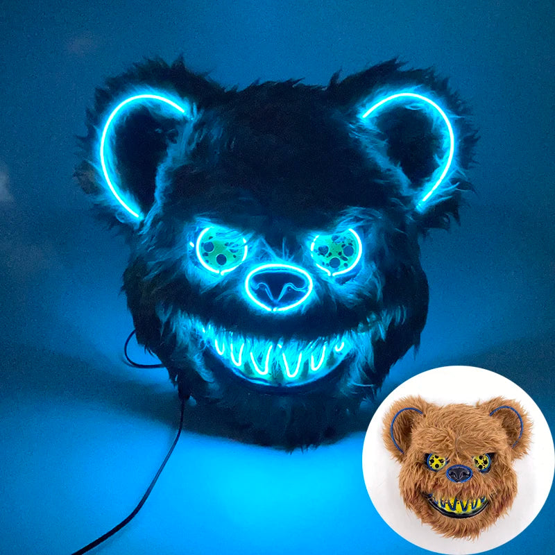 LED Bloody Rabbit Mask Glowing Killer Black Bear Mask Halloween