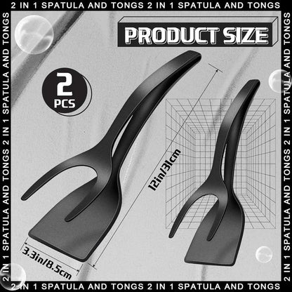 2-in-1 Grip Flip Spatula Tongs - Nylon Non-Stick Egg