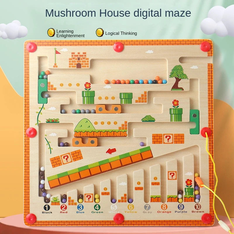 Children Magnetic Color and Number Maze Wooden Puzzle