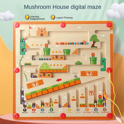 Children Magnetic Color and Number Maze Wooden Puzzle