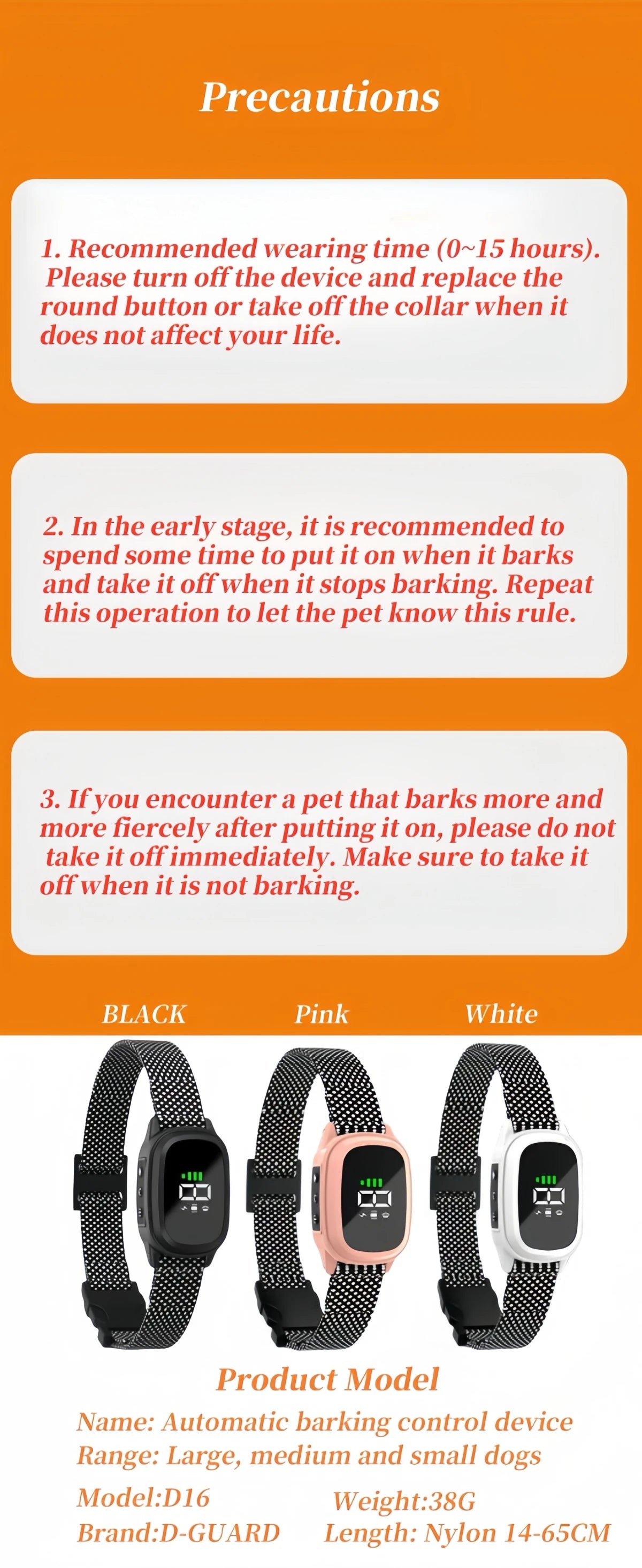Automatic Anti Barking Dog Collar Rechargeable Bark Stopper