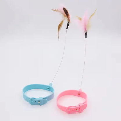 360 Degree Rotating Cat Teaser Wand with Feather Bell Wire