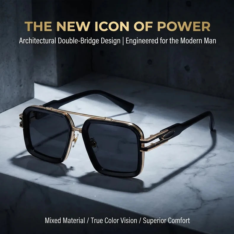 Oversized Steampunk Square Sunglasses Men Big Luxury Brand