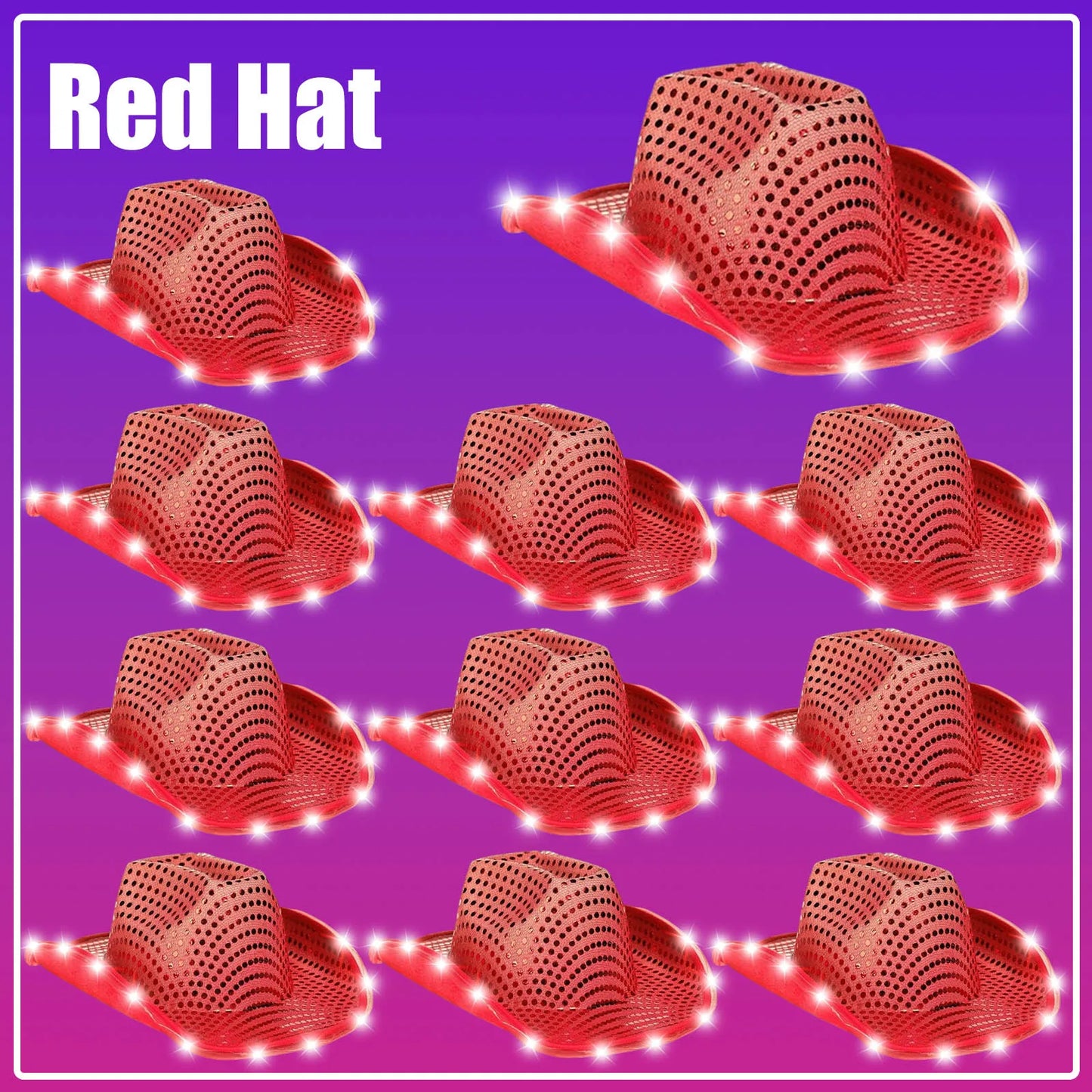 LED Cowboy Hats Wedding Hats Bulk Light up Cowboy Hats