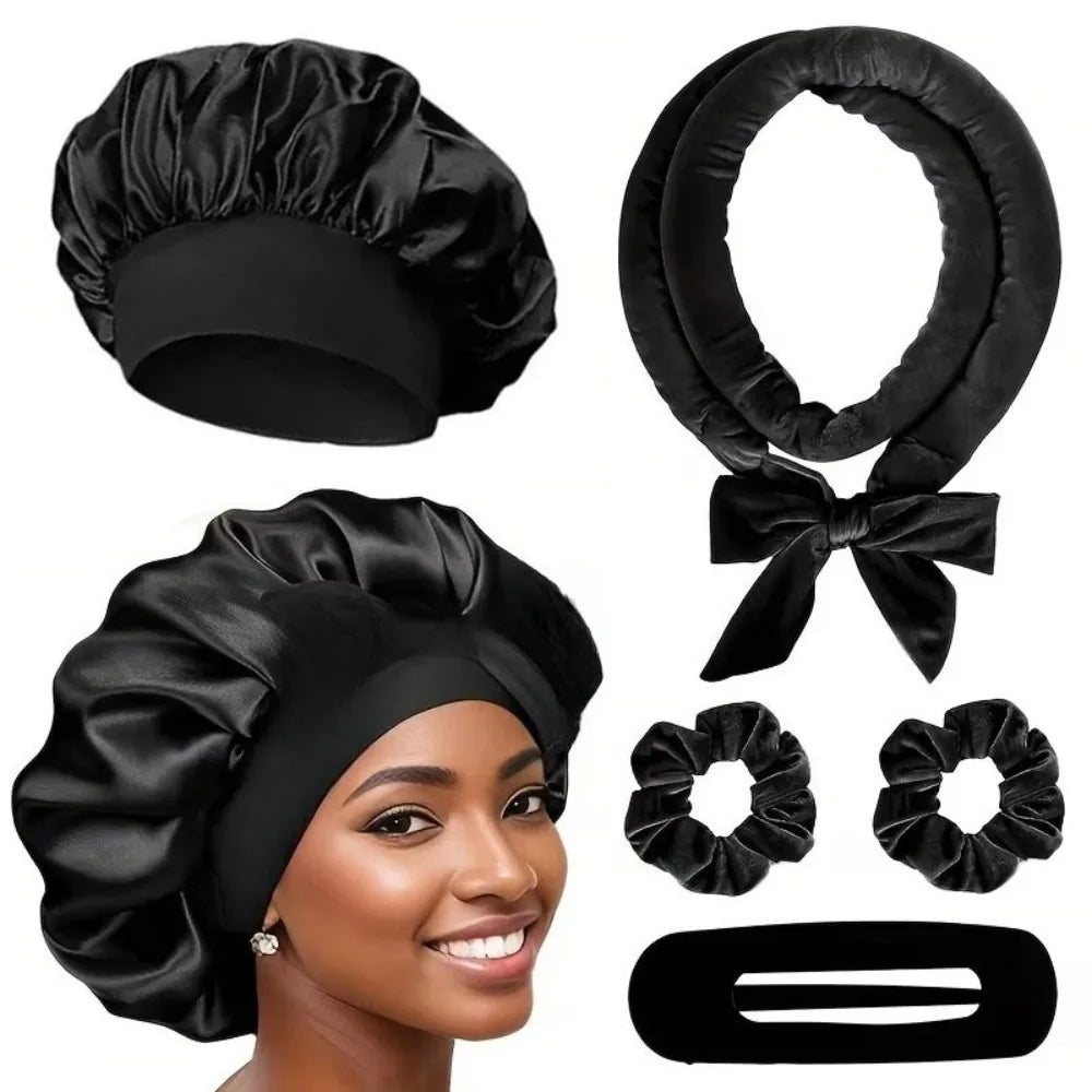 Heatless Hair Curler Set with Satin Bonnet Styling Tools