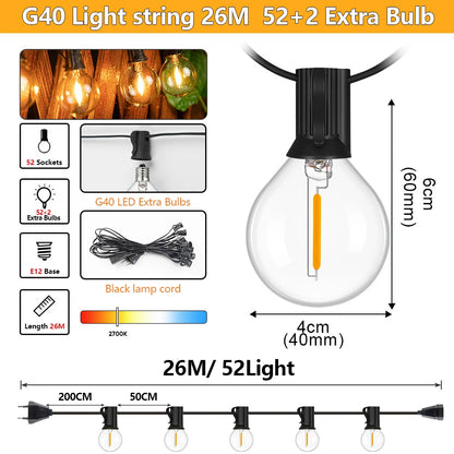 Garland String Lights LED Outdoor Patio String Lights