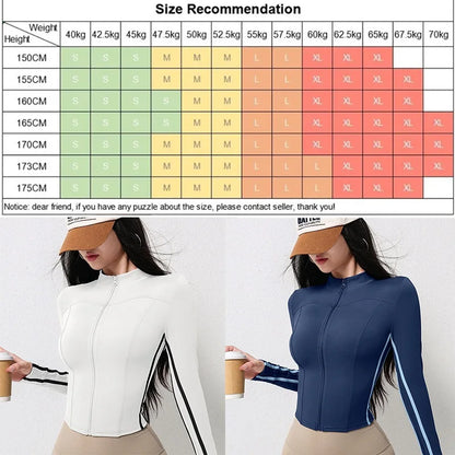 Cloud Hide Front Zipper Sports Jacket for Woman Long Sleeve