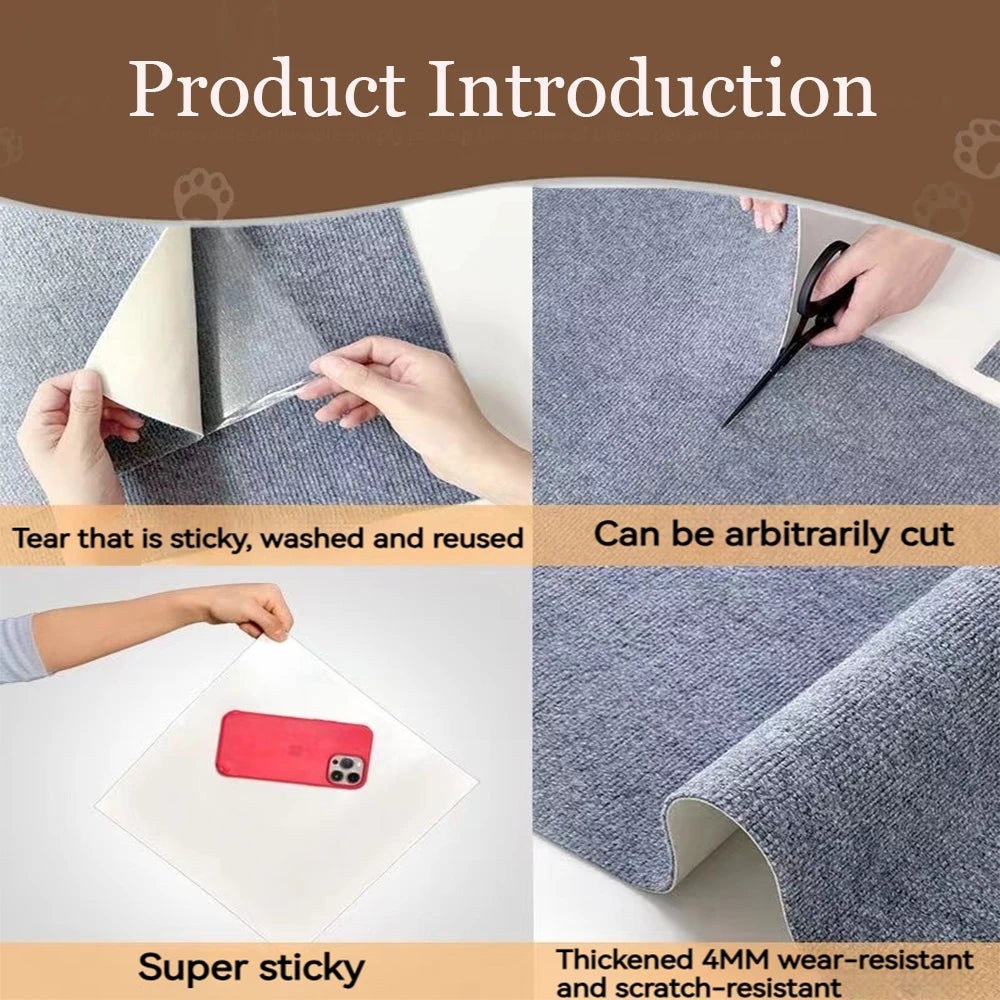 Self-Adhesive Cat Scratching Mat Trimmable Cat Carpet
