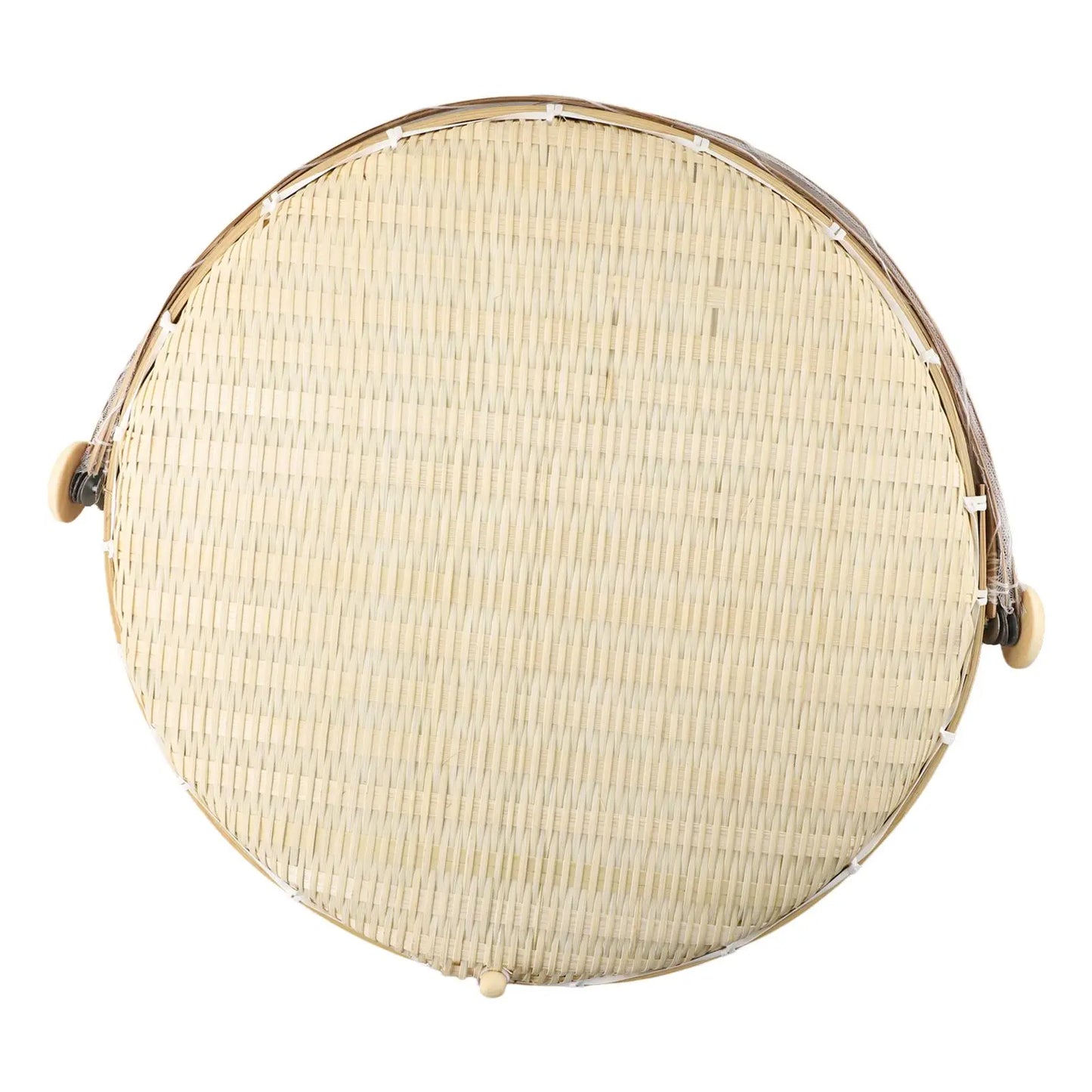 Handmade Bamboo Basket With Net Mesh Cover Kitchen Bread