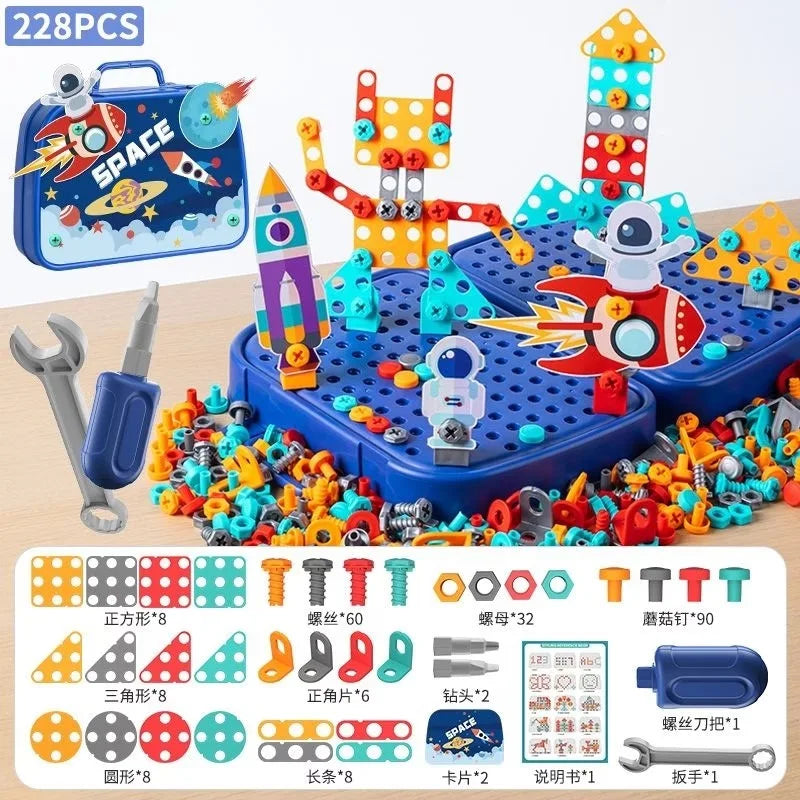 Kids STEM Drill Set Creative Mosaic Puzzle Building Blocks