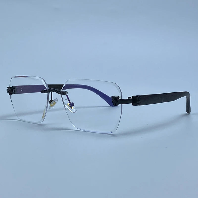 Square Rimless Photochromic Sunglasses Men Vintage