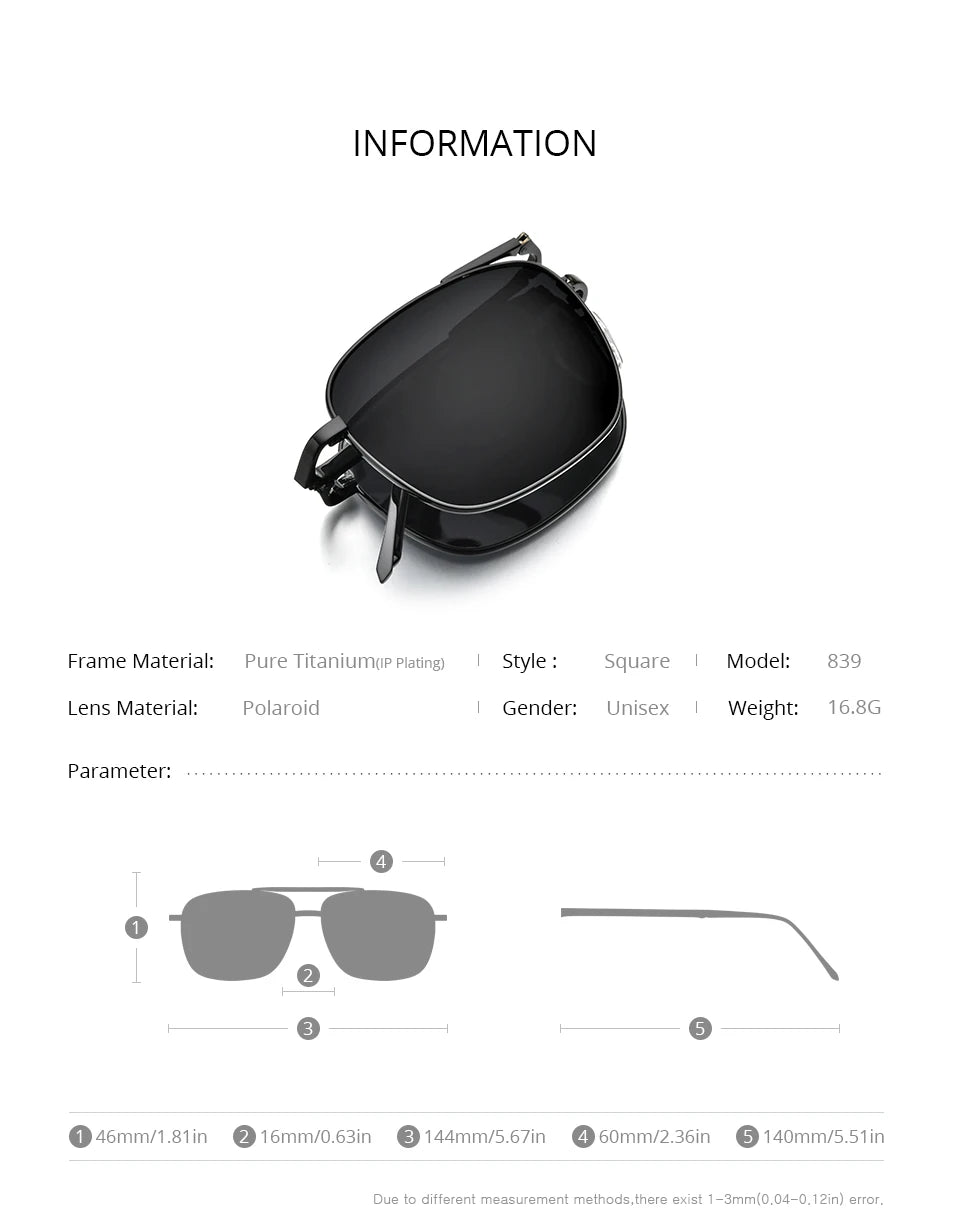 FONEX Pure Titanium Polarized Sunglasses Men Folding