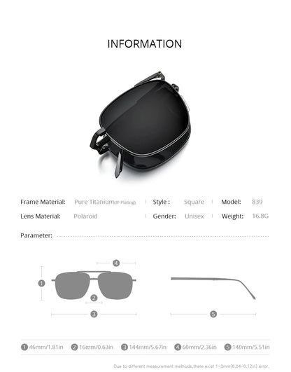 FONEX Pure Titanium Polarized Sunglasses Men Folding