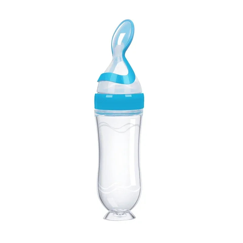 Safe Useful Silicone Baby Bottle with Spoon Food Supplement