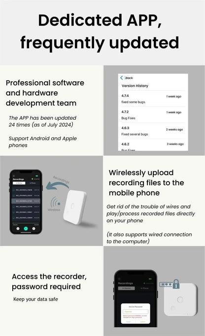 New Portable AI Voice Recorder with Mobile App Transcription