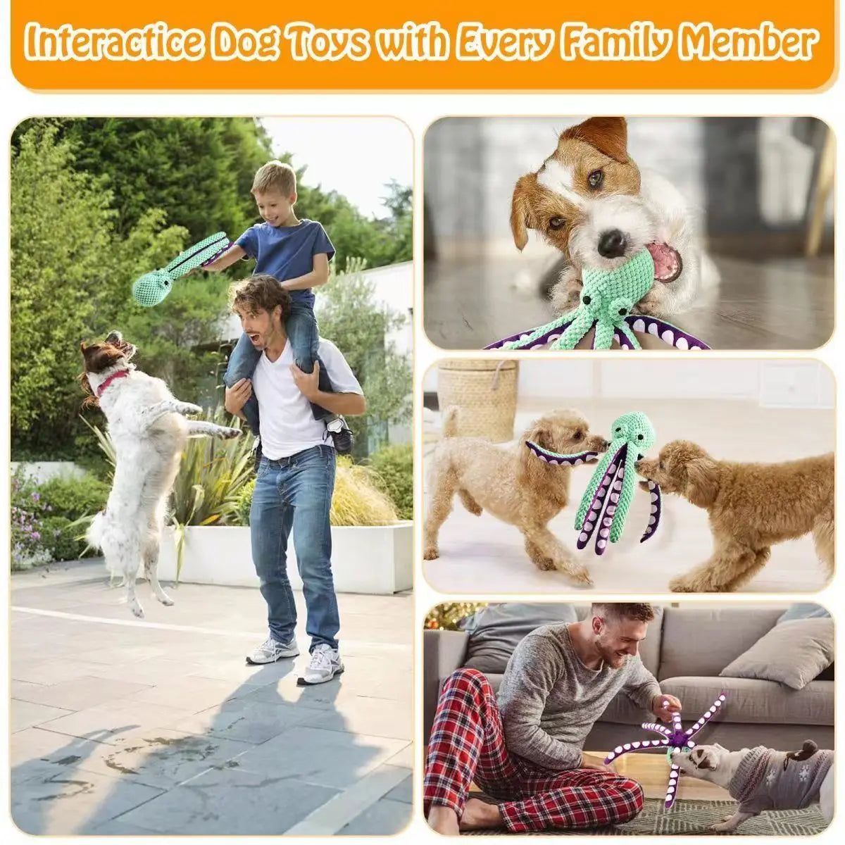 Dog pet plush octopus toy interactive sound anti-demolition