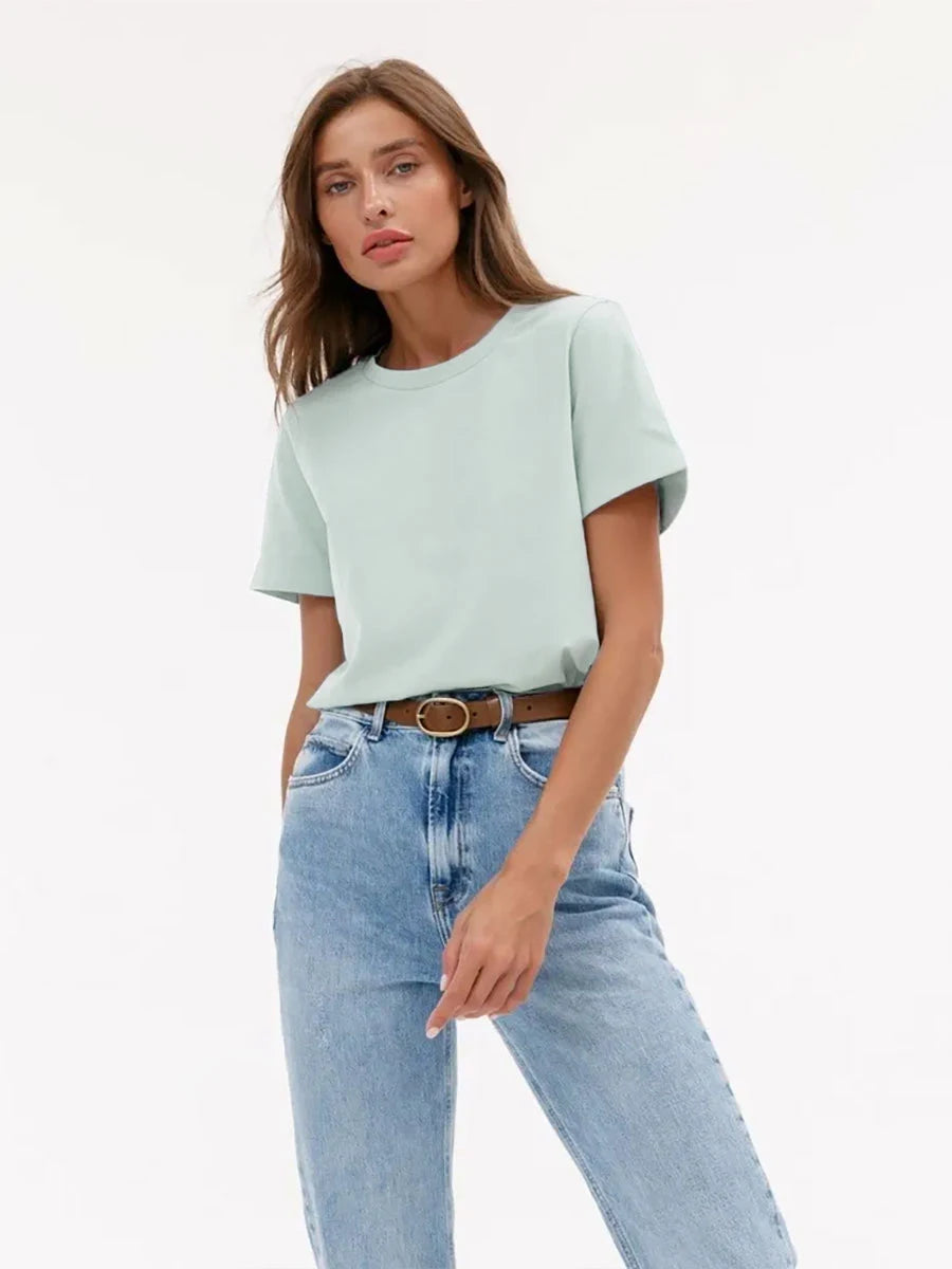 Bornladies Summer 100% Cotton Women's T-shirt Bottoming Tops