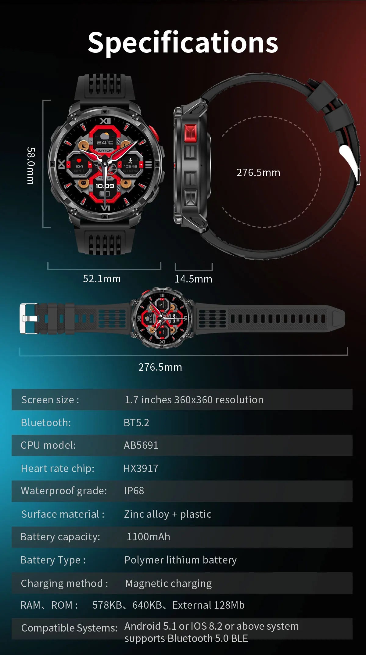 New T-Rex3 Pro 1100mAh Battery Smart Watch GPS Path