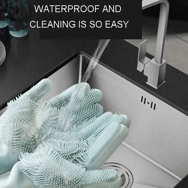 Magic Silicone Gloves Cleaning Dishwashing Scrubber Dish
