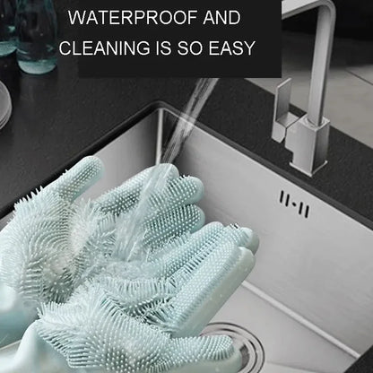 Magic Silicone Gloves Cleaning Dishwashing Scrubber Dish