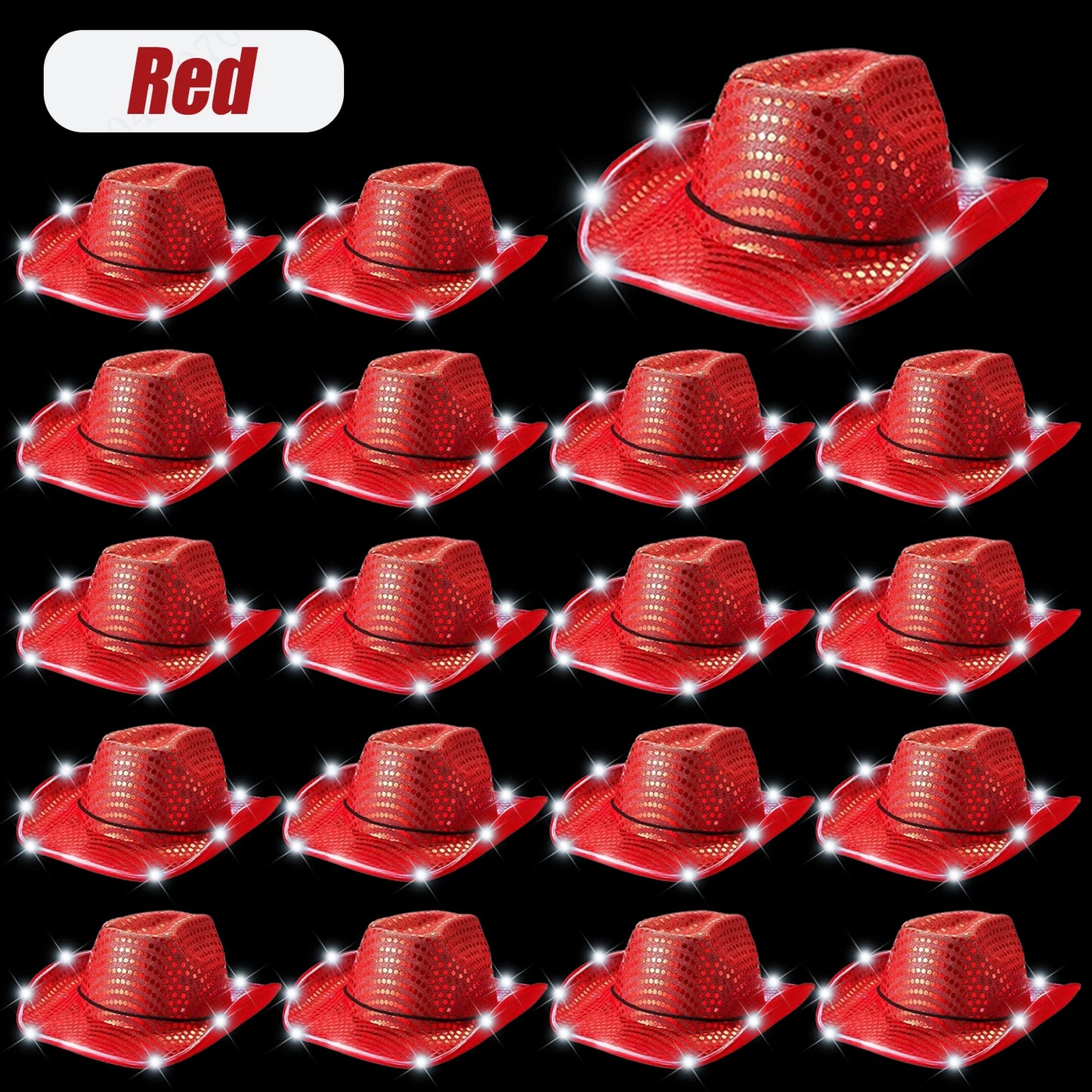 LED Cowboy Hats Bulk for Wedding Lighting up Party Hats