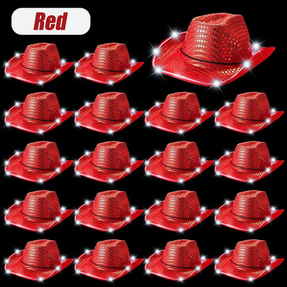 LED Cowboy Hats Bulk for Wedding Lighting up Party Hats