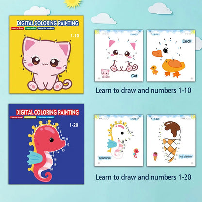Line drawing, children's doodle books, learning numbers