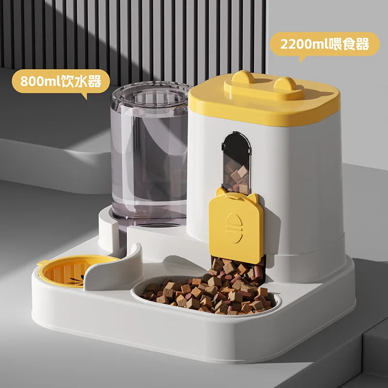 Cat Bowl Automatic Feeder with Spill Proof Design with Water Fountain