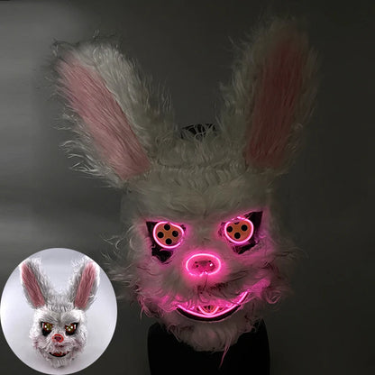 LED Bloody Rabbit Mask Glowing Killer Black Bear Mask Halloween