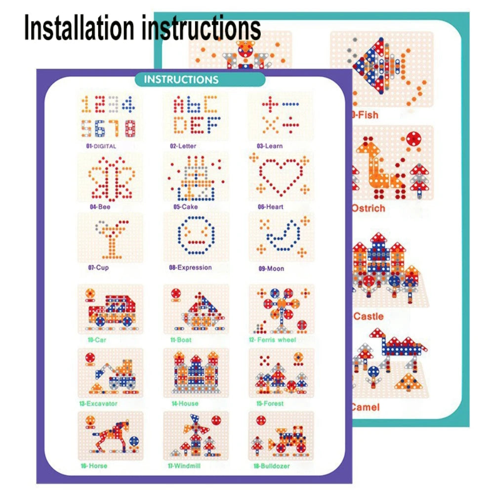 Kids STEM Drill Set Creative Mosaic Puzzle Building Blocks