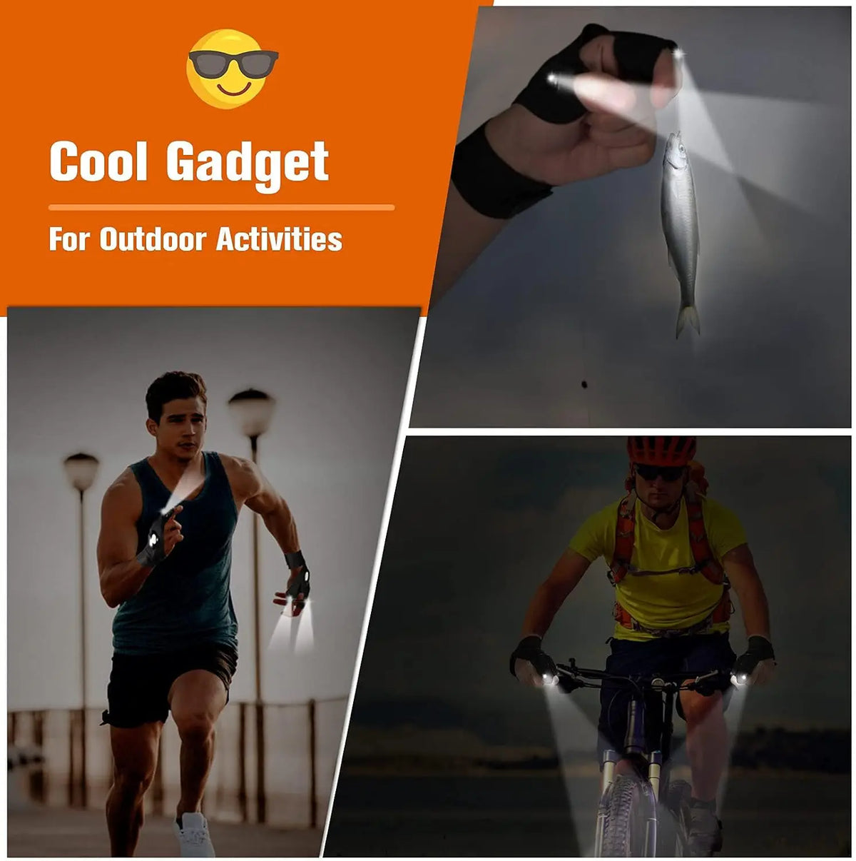 LED Half Finger Glove for Men Women Outdoor