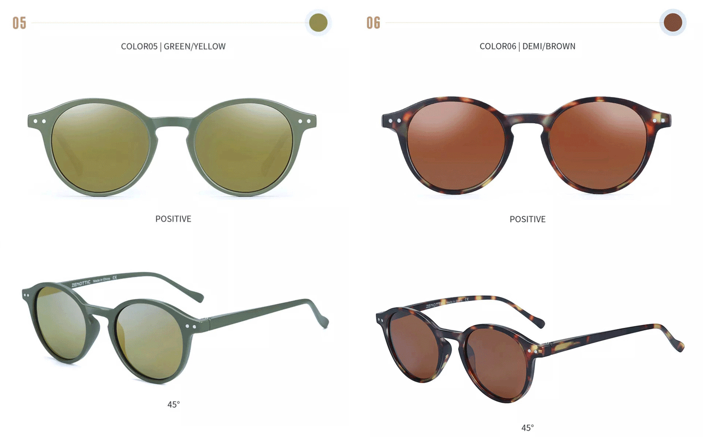 Retro Circular Polarized Sunglasses Vintage