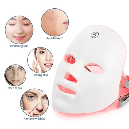 Rechargeable Facial LED Mask 7 Colors LED Photon Beauty Mask