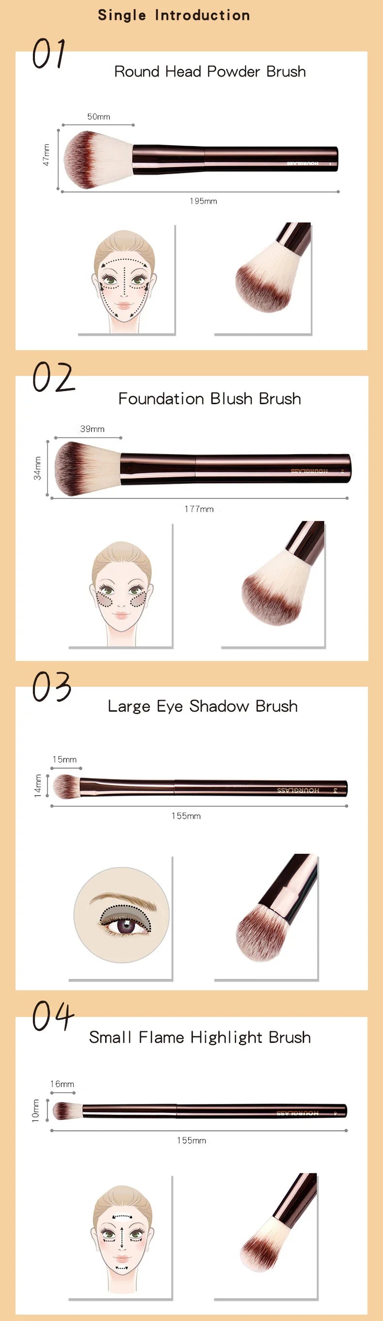 Hourglass Makeup Brushes Powder Foundation Concealer