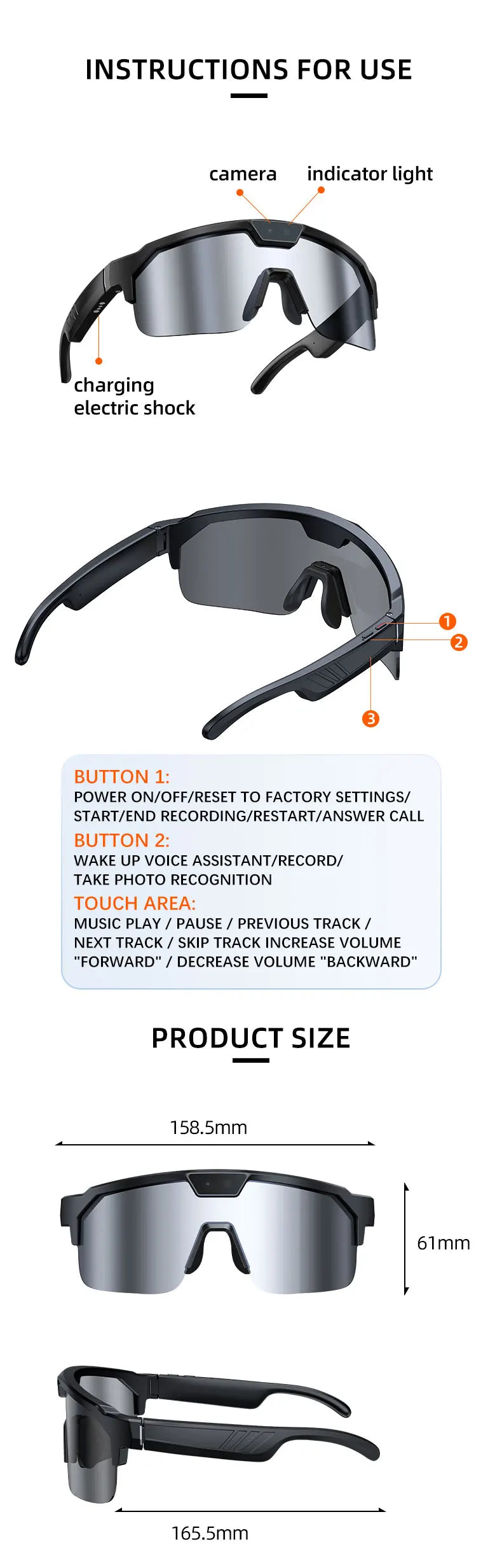 AI Smart Glasses ChatGPT 1200P Camera 30MP Anti-shake