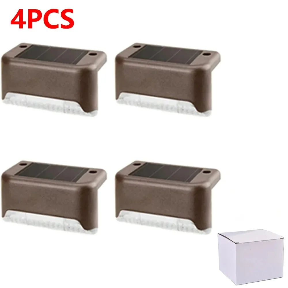 Warm White Solar LED Step Lights Waterproof Outdoor