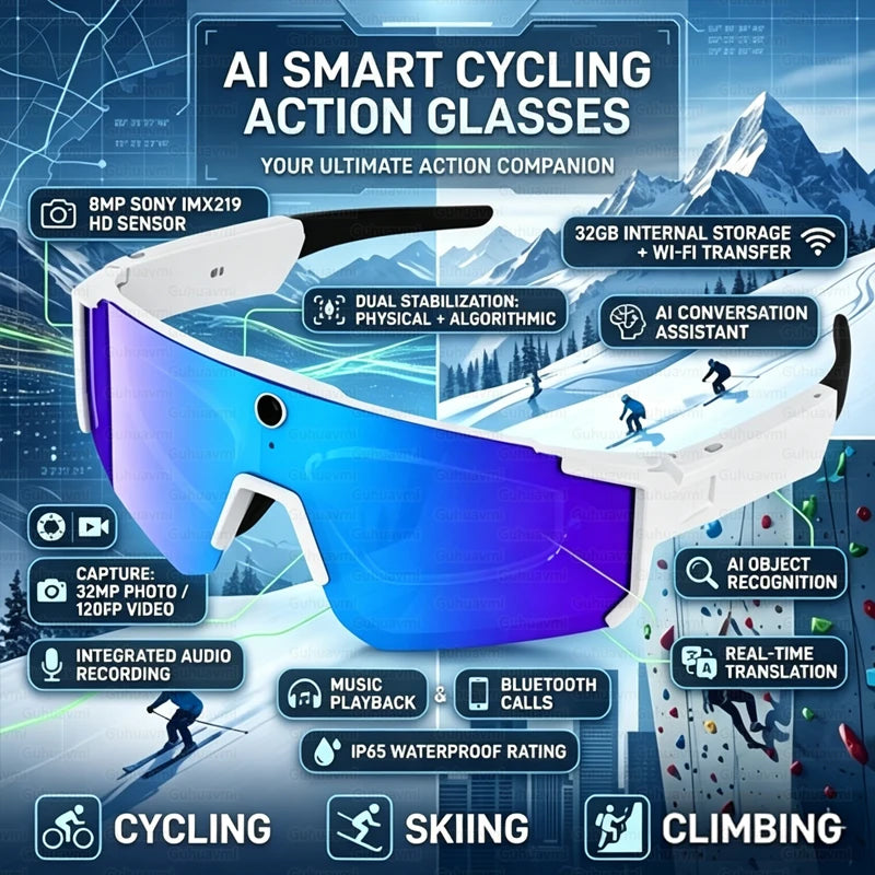 AI Smart Sports Glasses 800W HD Camera Smart Glasses