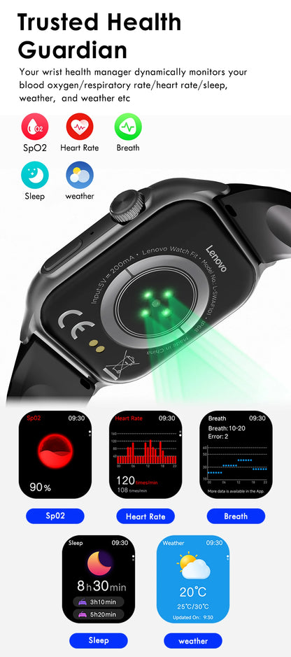 Original Lenovo Smart Watches Sports Fitness Watch Heart Rate