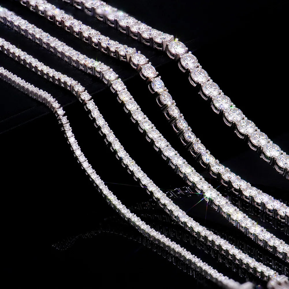 100% Real Moissanite Tennis Bracelet 925 Sterling Silver Plated