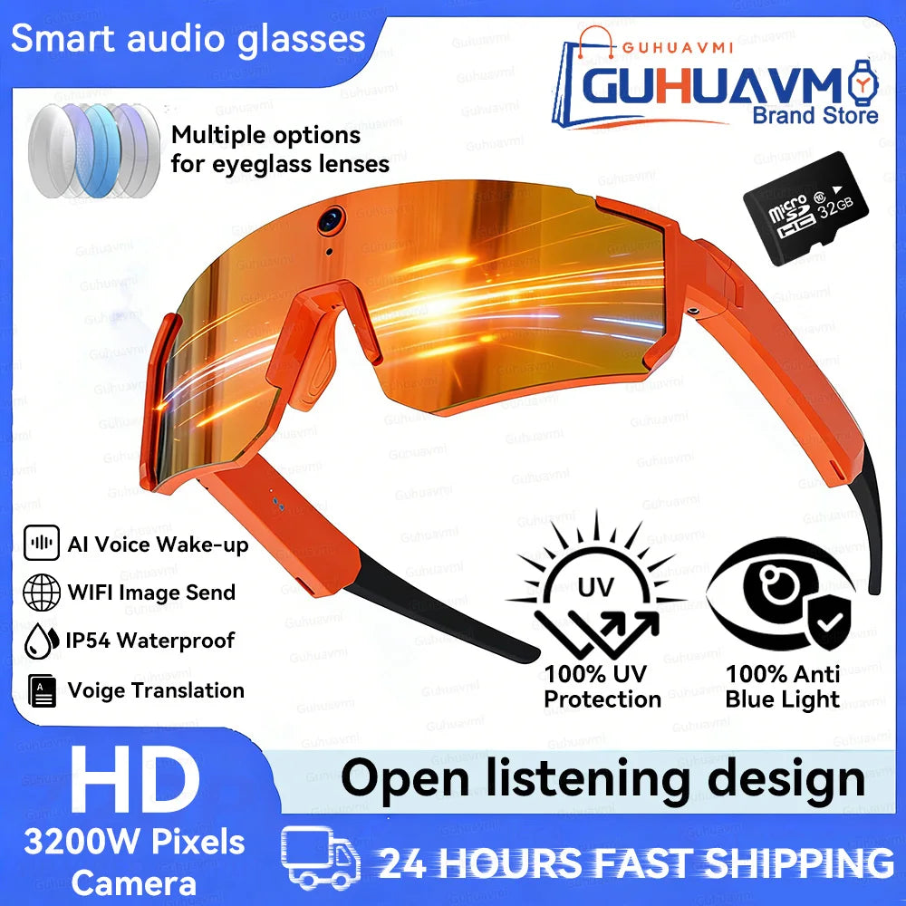 AI Smart Glasses 800W HD Anti-shake Camera Action Capture