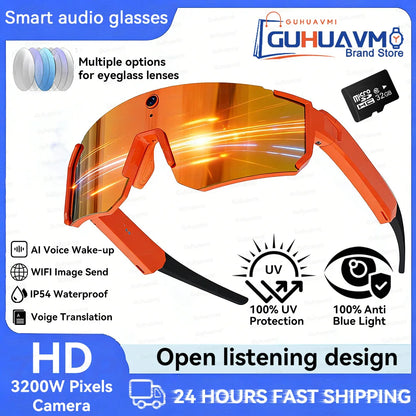 AI Smart Glasses 800W HD Anti-shake Camera Action Capture