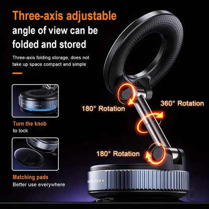Magnetic Car Phone Holder 360D egree Rotation Vacuum Adsorption