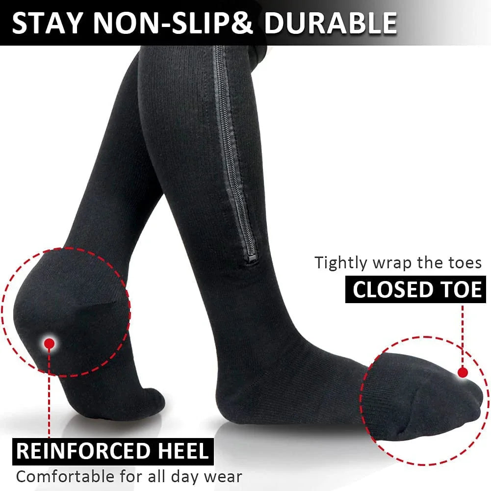 1 Pair Zipper Compression Socks Women Men Pain Relief